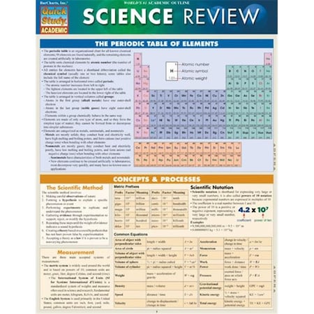 Barcharts BarCharts 9781423220633 Science Review Quickstudy Easel 9781423220633